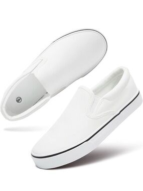 White Slip-On Canvas Sneakers for Men - Casual Everyday Shoes